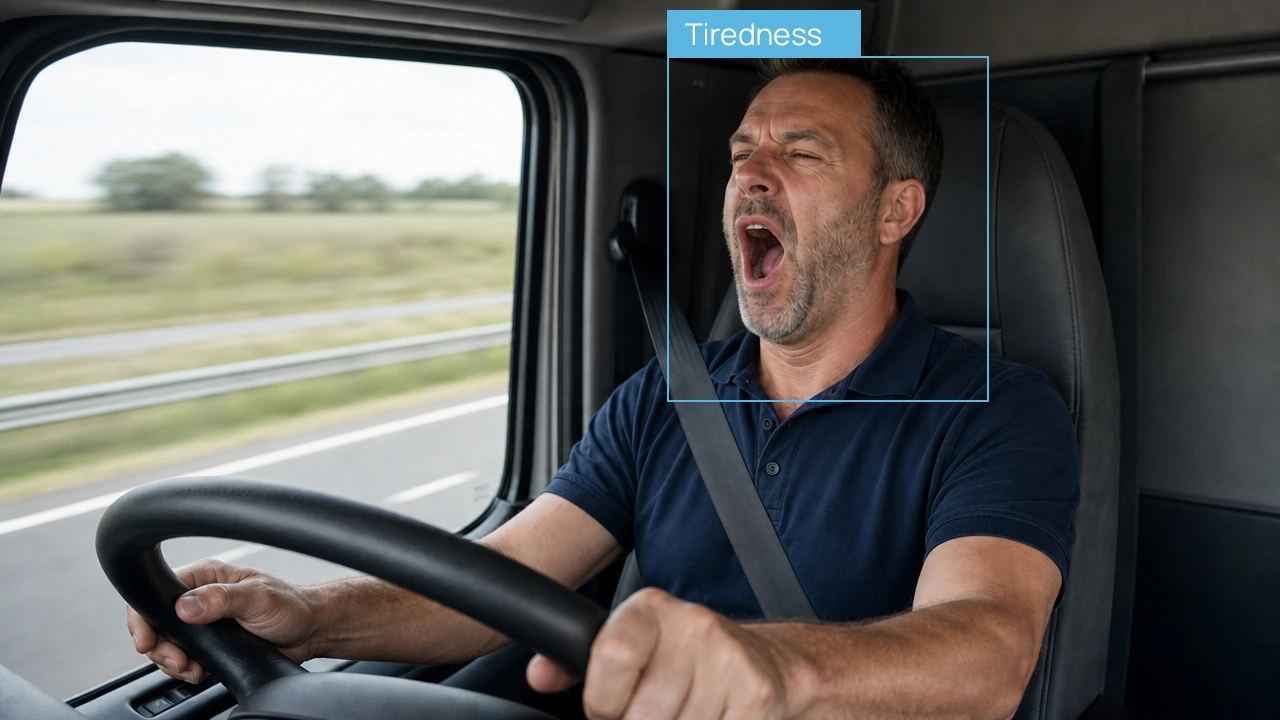 Illustrative camera AI detection: signs of tiredness